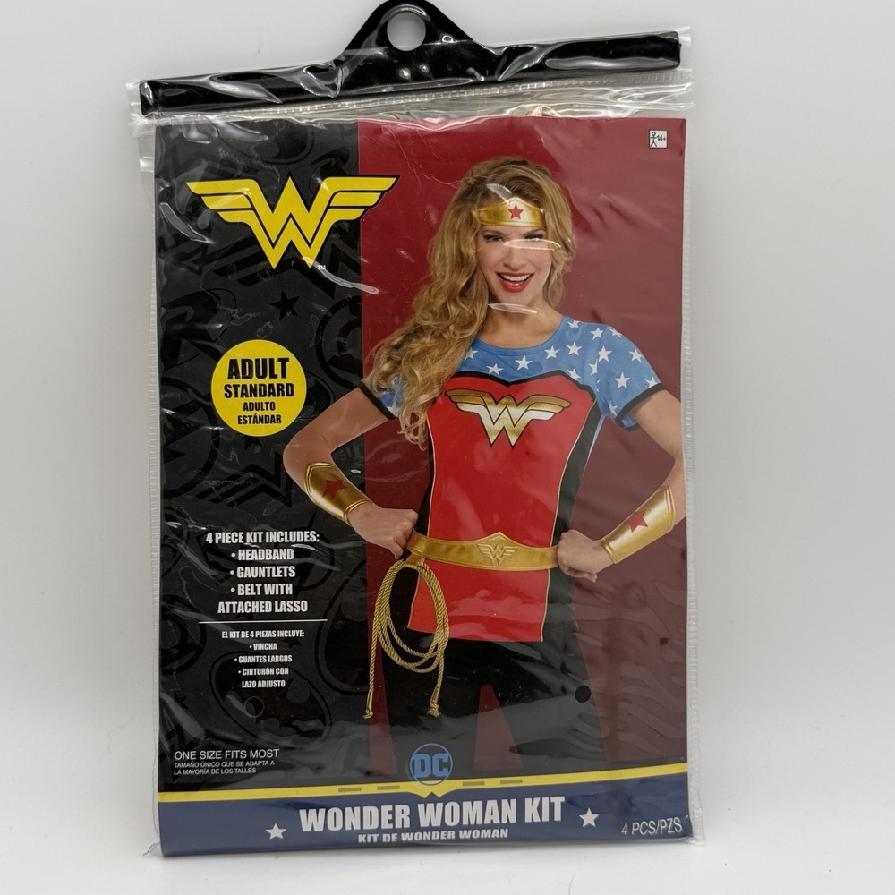 Wonder Woman Kit Adult DC Comics Halloween Costume 4 Pc Set 809801796323 Gold